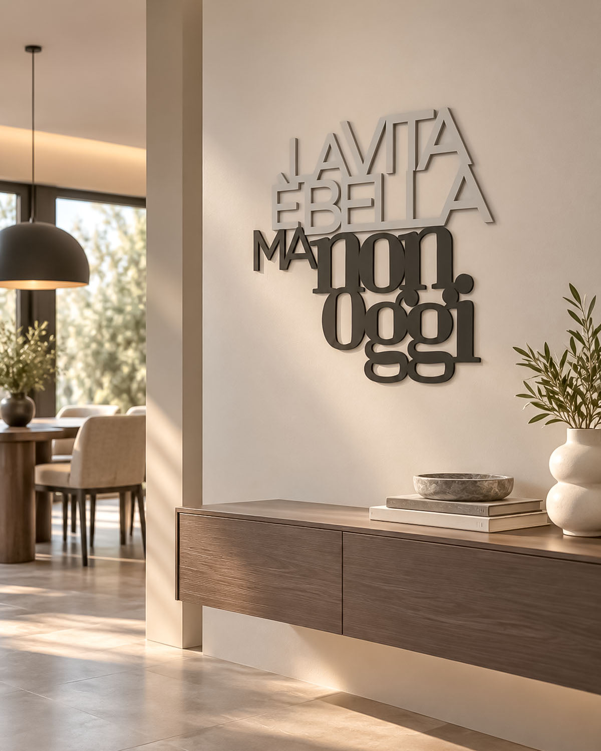 Scritta in legno La vita è bella ma non oggi