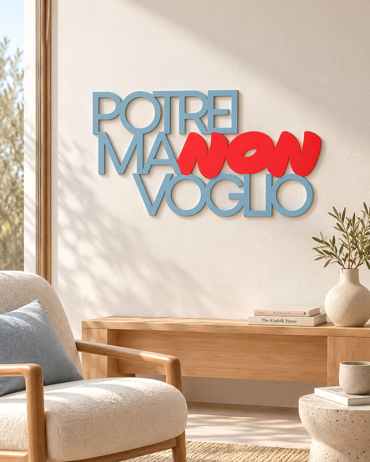 Scritta in legno Potrei ma non voglio