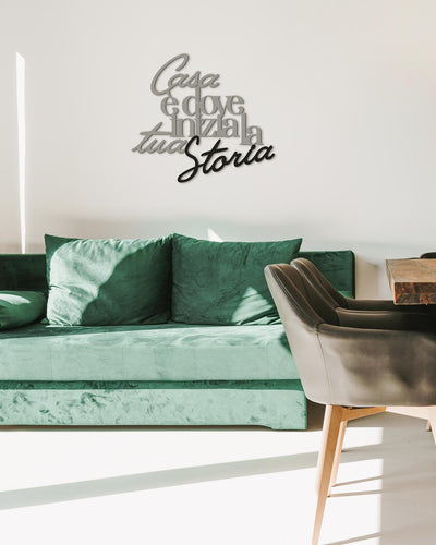 Scritta in legno Casa è dove inizia la tua storia