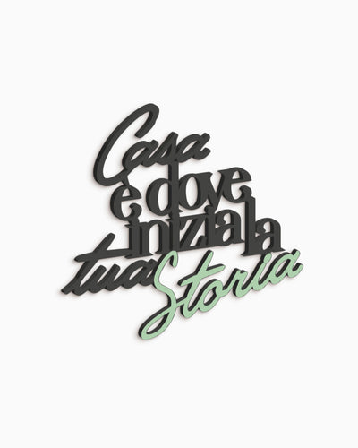 Scritta in legno Casa è dove inizia la tua storia