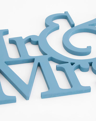 scritta in legno da appendere, decorazione murale ideale per un regalo anniversario matrimonio #colore_azzurro-polvere