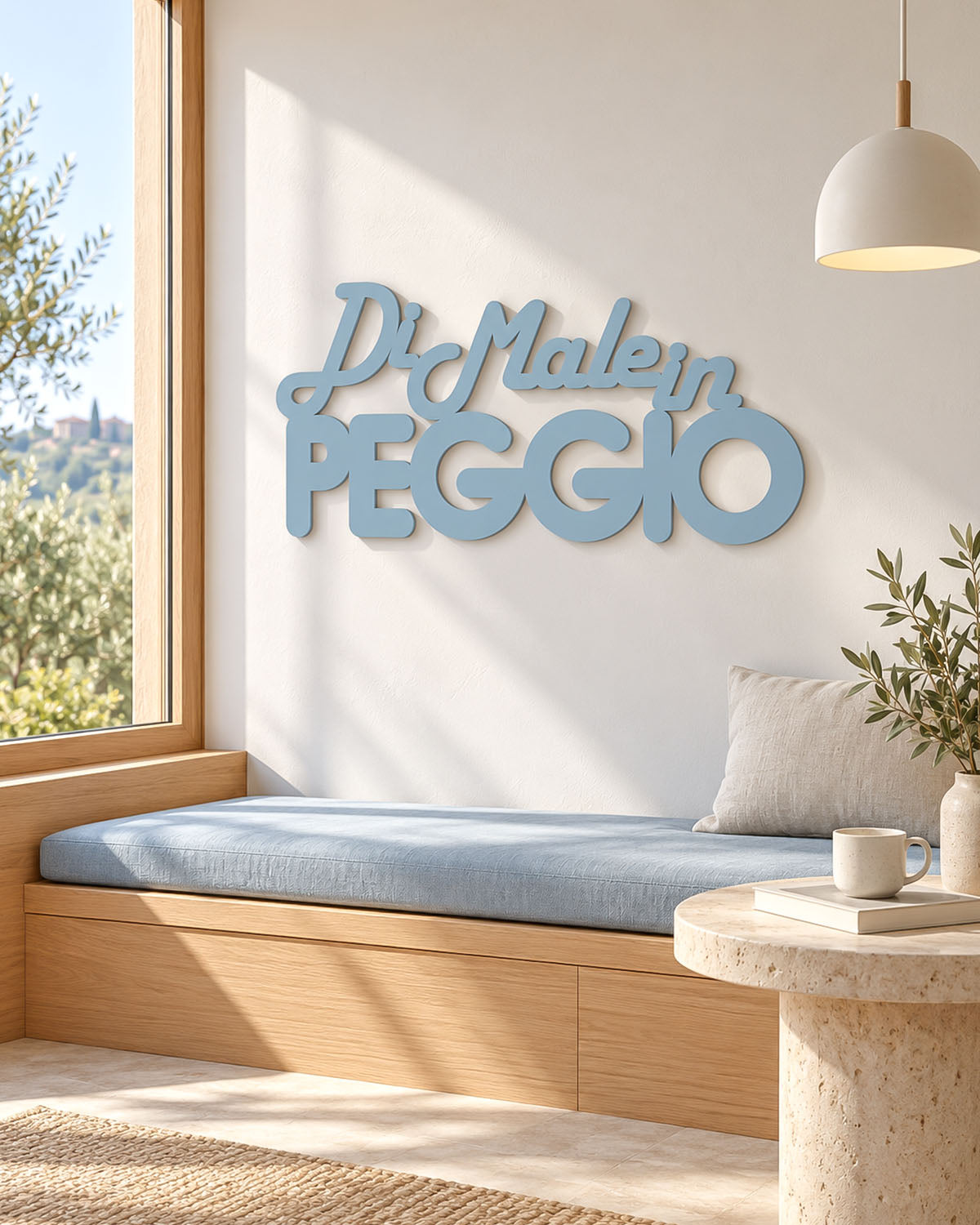 Scritta in legno Di male in peggio