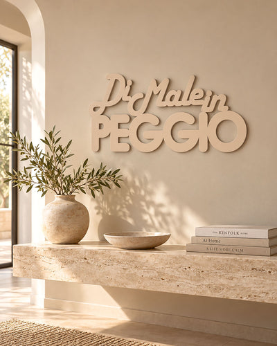 Scritta in legno Di male in peggio
