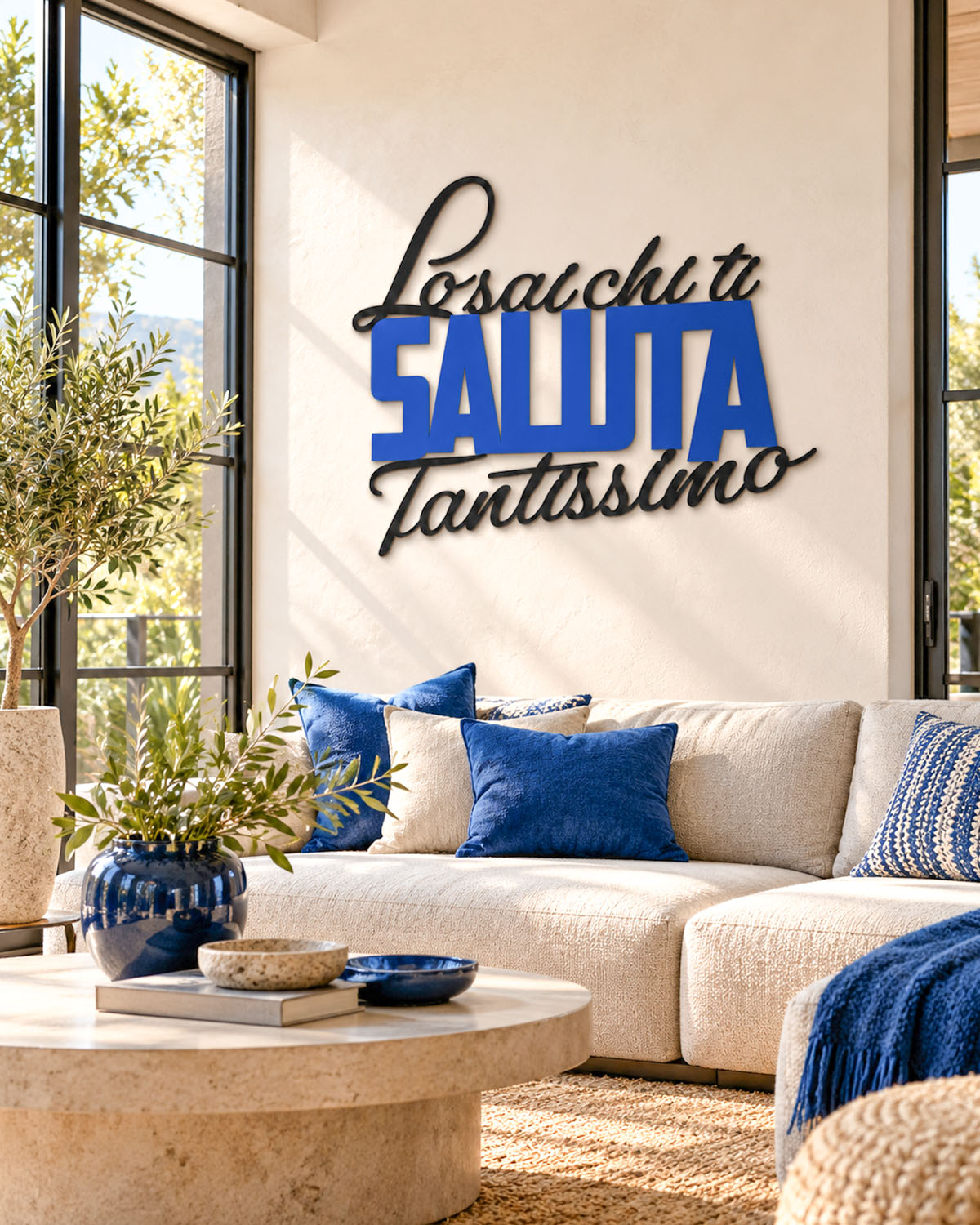 Scritta in legno Lo sai chi ti saluta tantissimo