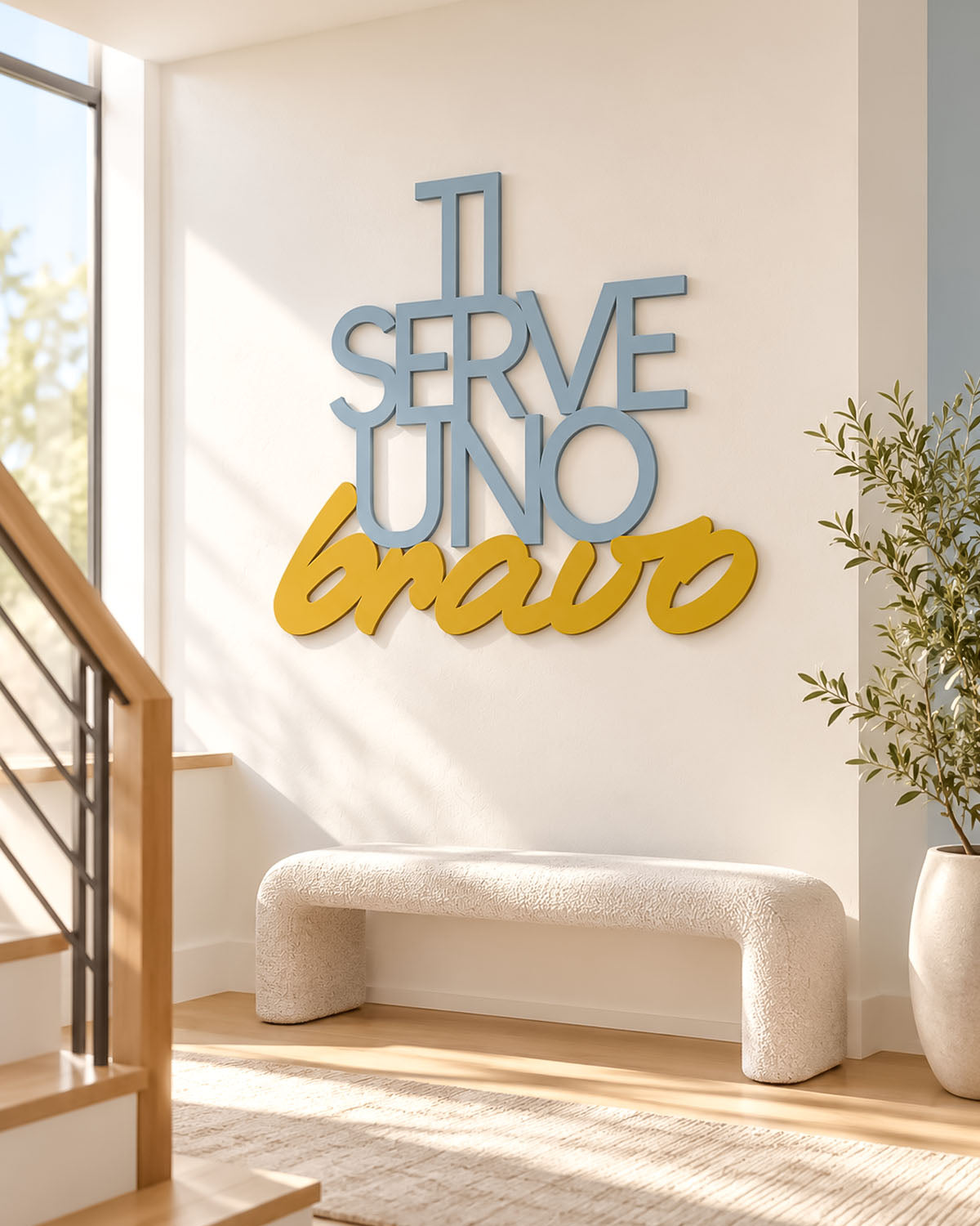 Scritta in legno Ti serve uno bravo
