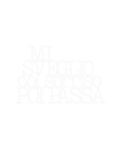 Scritta in legno Mi sveglio col sorriso poi passa