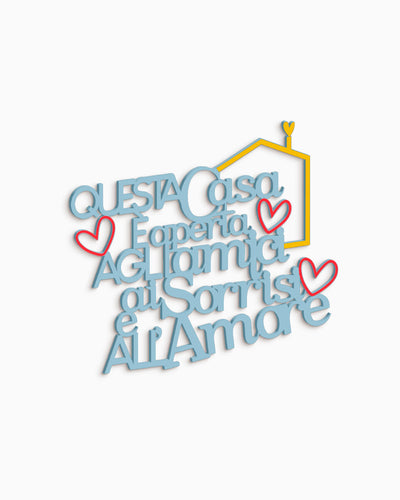 Scritta in legno Questa casa è aperta agli amici