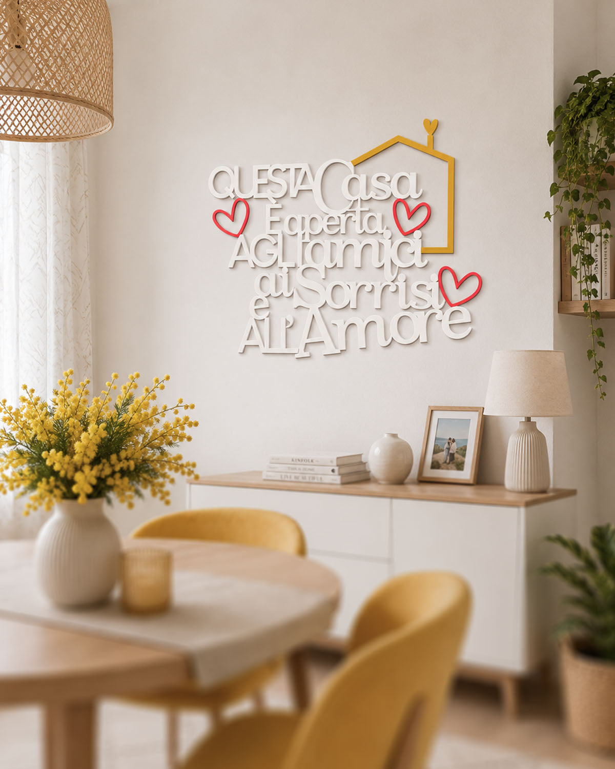 Scritta in legno Questa casa è aperta agli amici