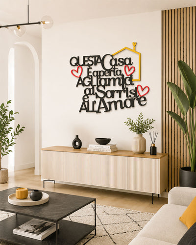 Scritta in legno Questa casa è aperta agli amici