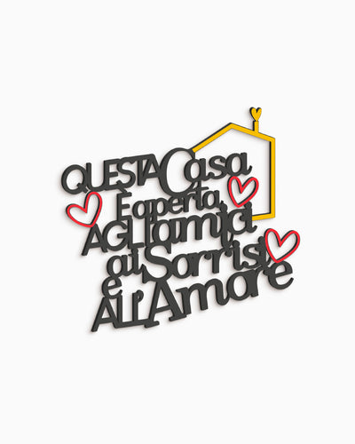 Scritta in legno Questa casa è aperta agli amici
