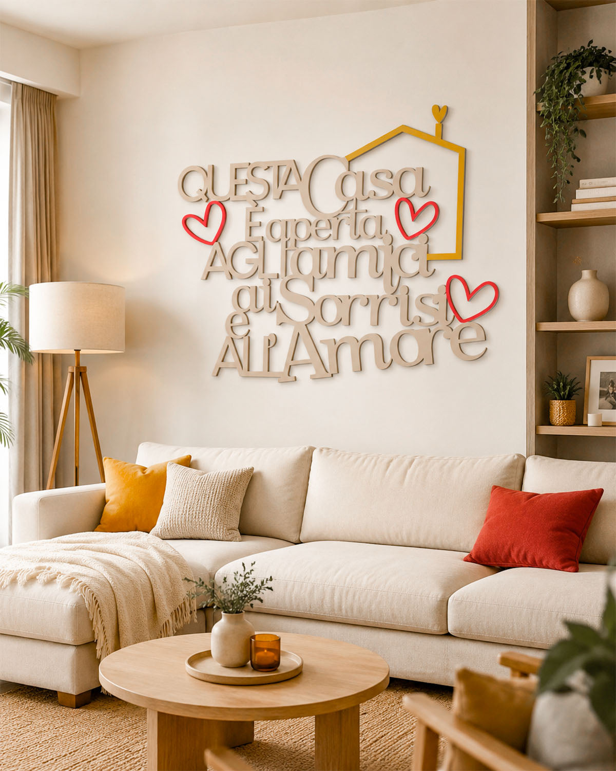 Scritta in legno Questa casa è aperta agli amici