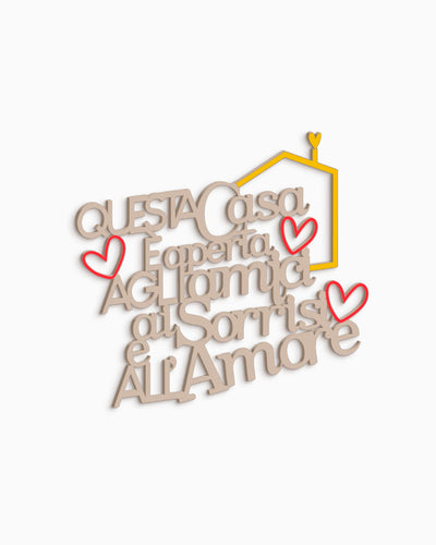 Scritta in legno Questa casa è aperta agli amici