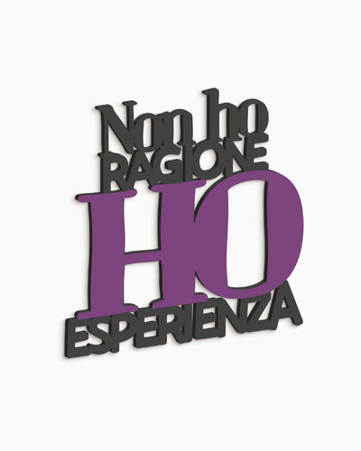 Scritta in legno Non ho ragione, ho esperienza