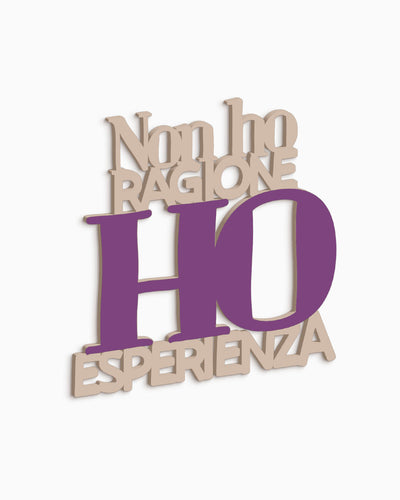 Scritta in legno Non ho ragione, ho esperienza