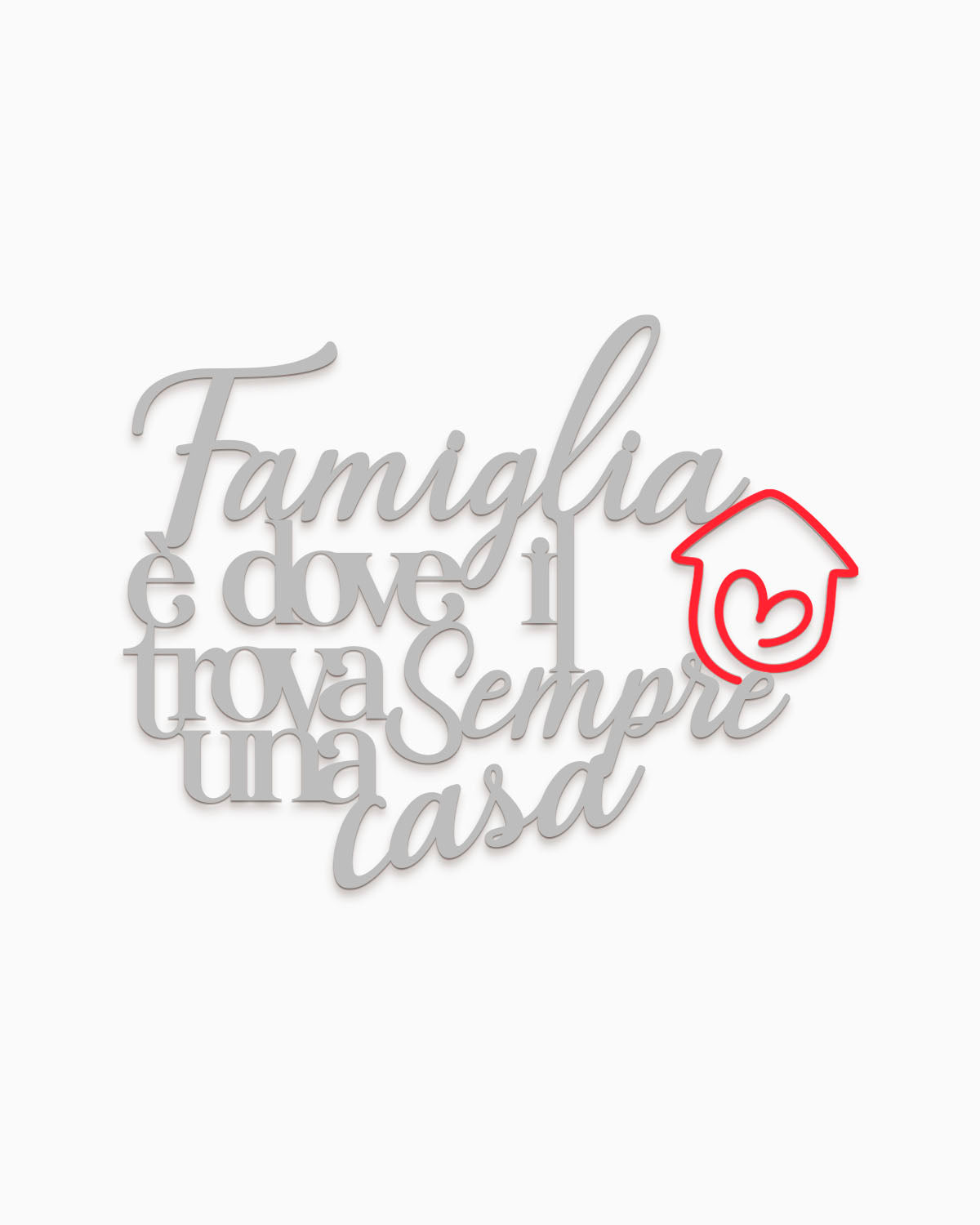 Scritta in legno Dove il cuore trova sempre una casa