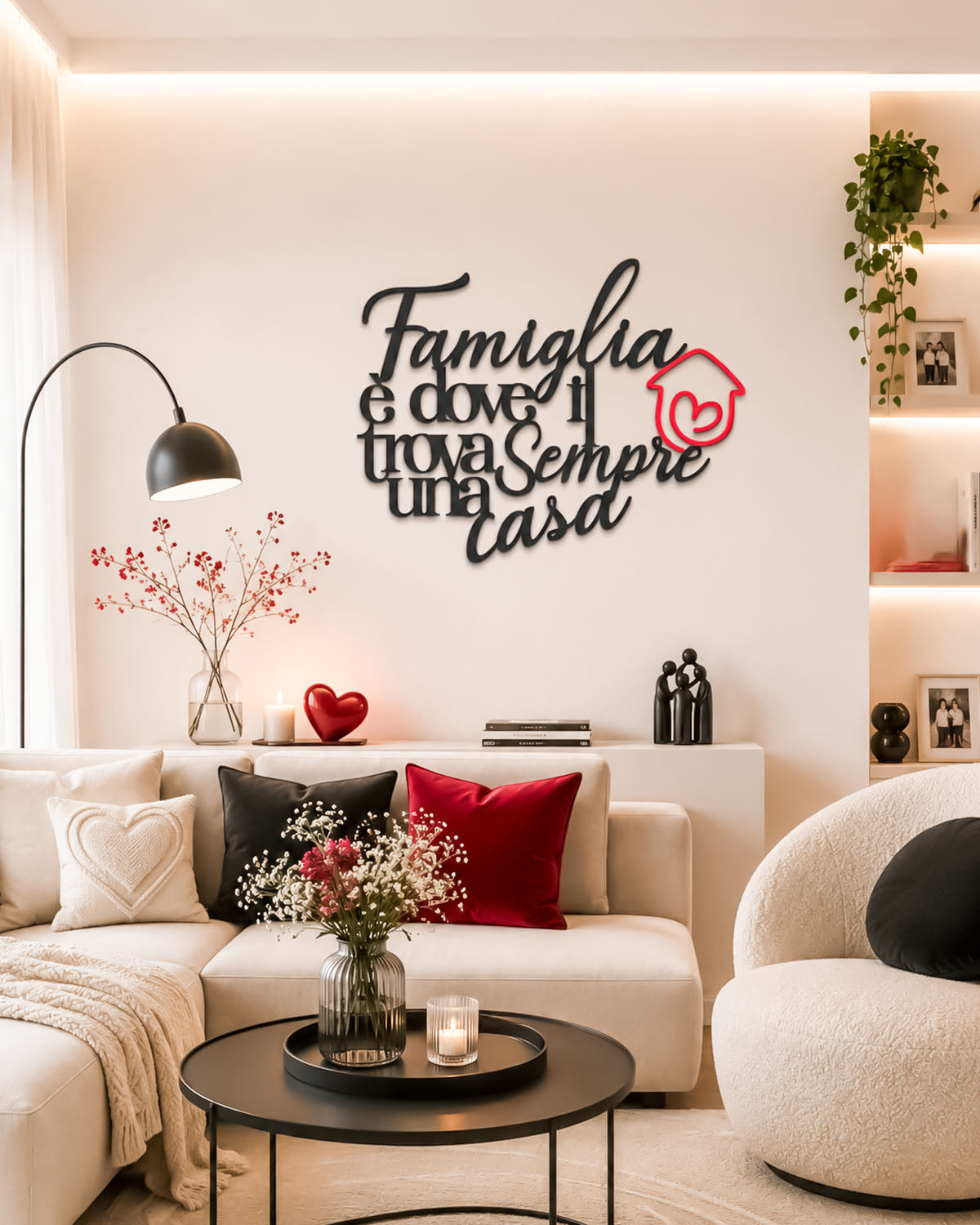 Scritta in legno Dove il cuore trova sempre una casa