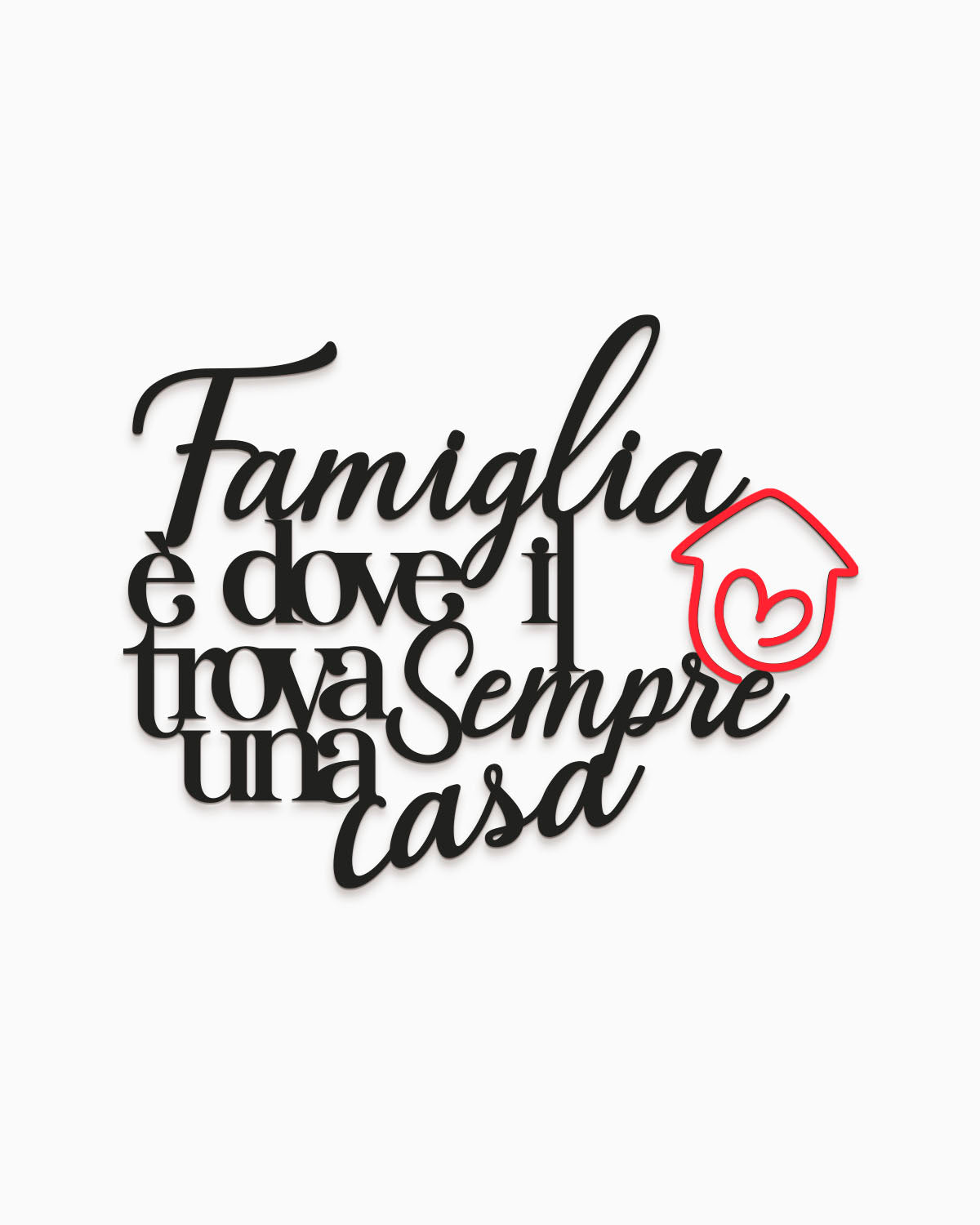 Scritta in legno Dove il cuore trova sempre una casa