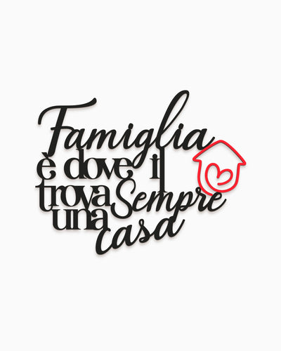 Scritta in legno Dove il cuore trova sempre una casa