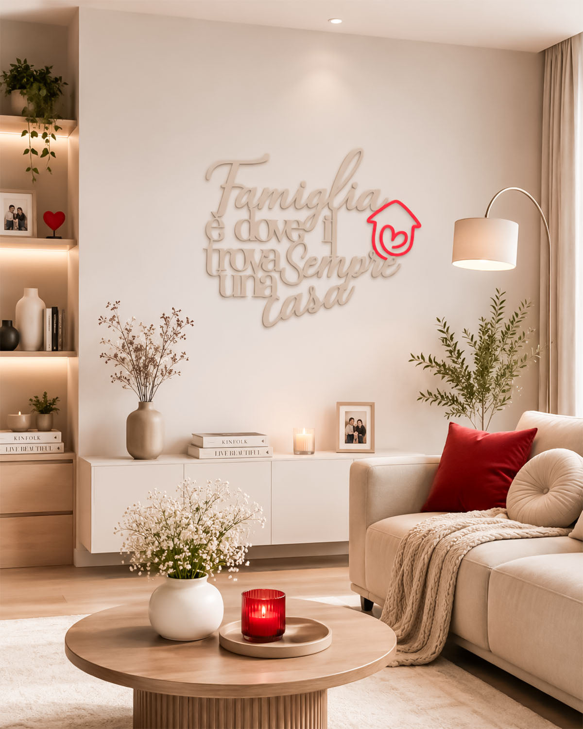 Scritta in legno Dove il cuore trova sempre una casa