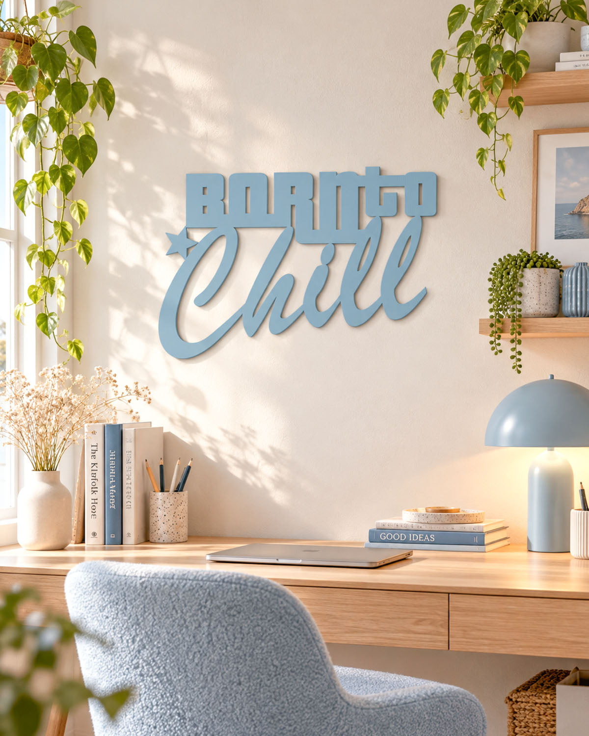 Scritta in legno Born to Chill