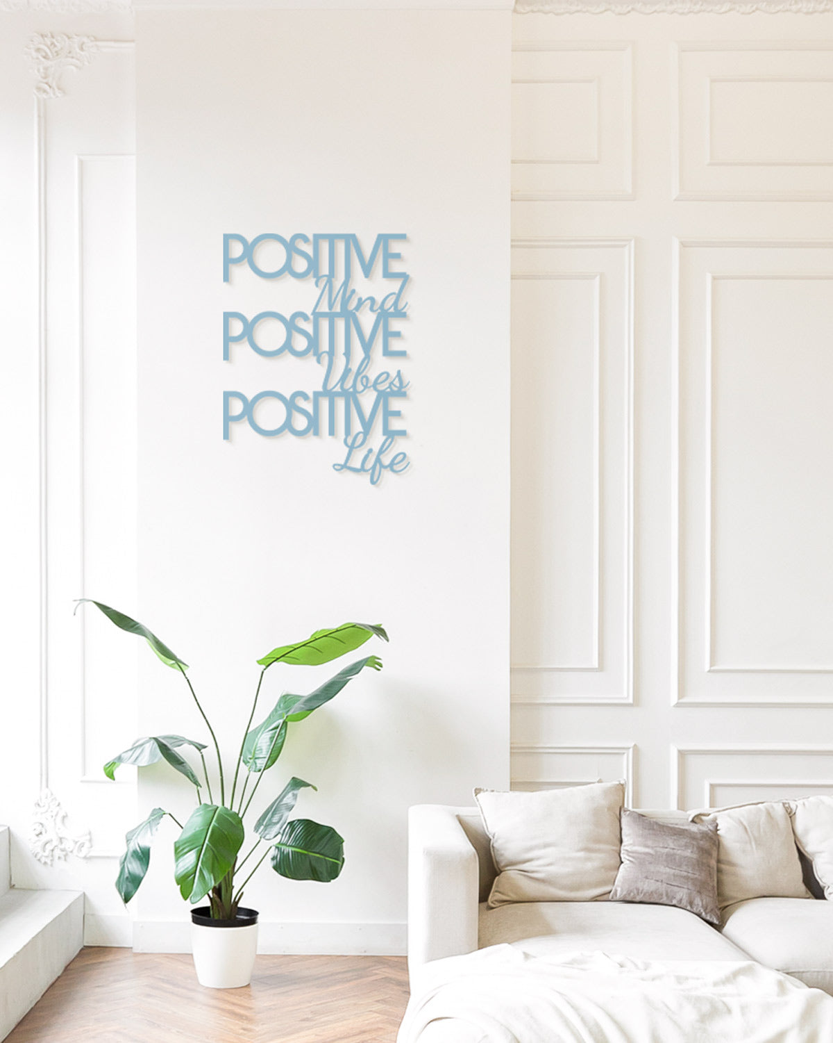 scritta in legno da appendere moderna, decorazione murale motivazionale #colore_azzurro-polvere