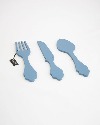 scritta da appendere da cucina, decorazione murale per la cucina, forma posate in legno, arredo moderno #colore_azzurro-polvere