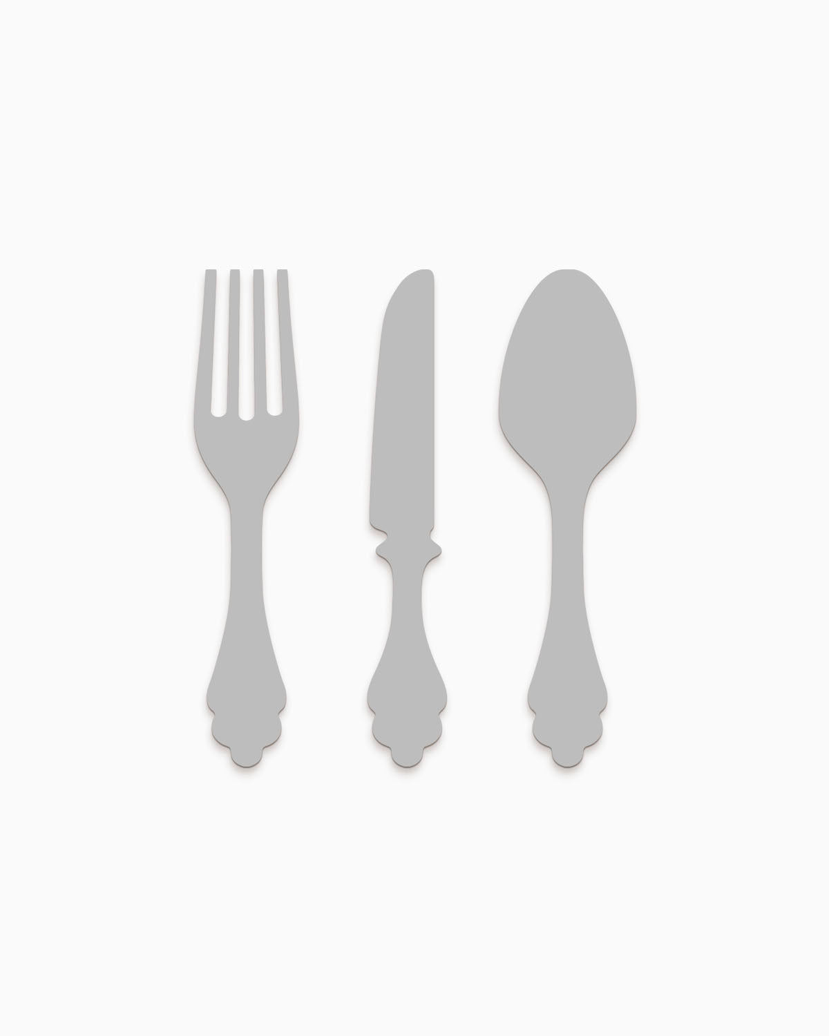 scritta da appendere da cucina, decorazione murale per la cucina, forma posate in legno, arredo moderno #colore_grigio-medio