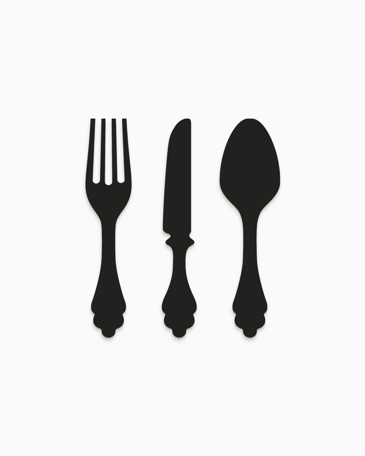 scritta da appendere da cucina, decorazione murale per la cucina, forma posate in legno, arredo moderno #colore_nero
