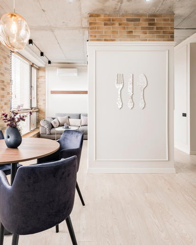 scritta da appendere da cucina, decorazione murale per la cucina, forma posate in legno, arredo moderno 