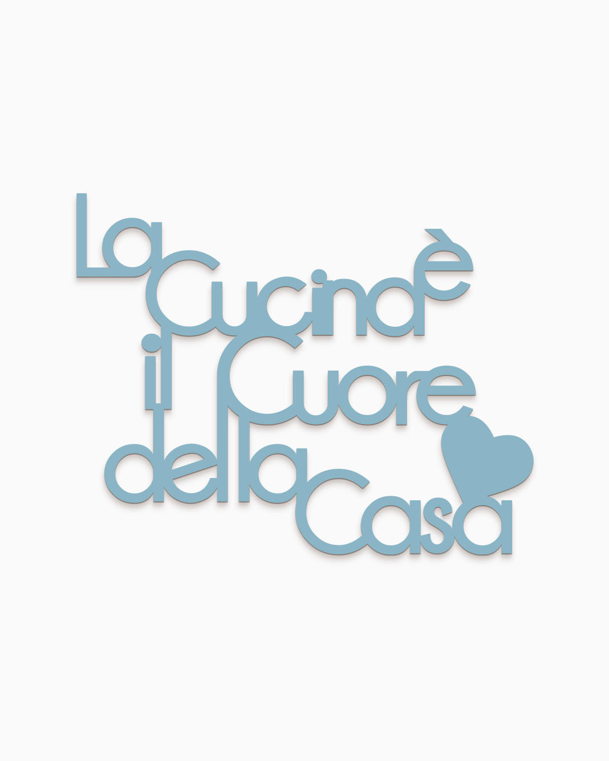 scritta in legno la cucina è il cuore della casa, decorazione da appendere in cucina, arredamento moderno #colore_azzurro-polvere