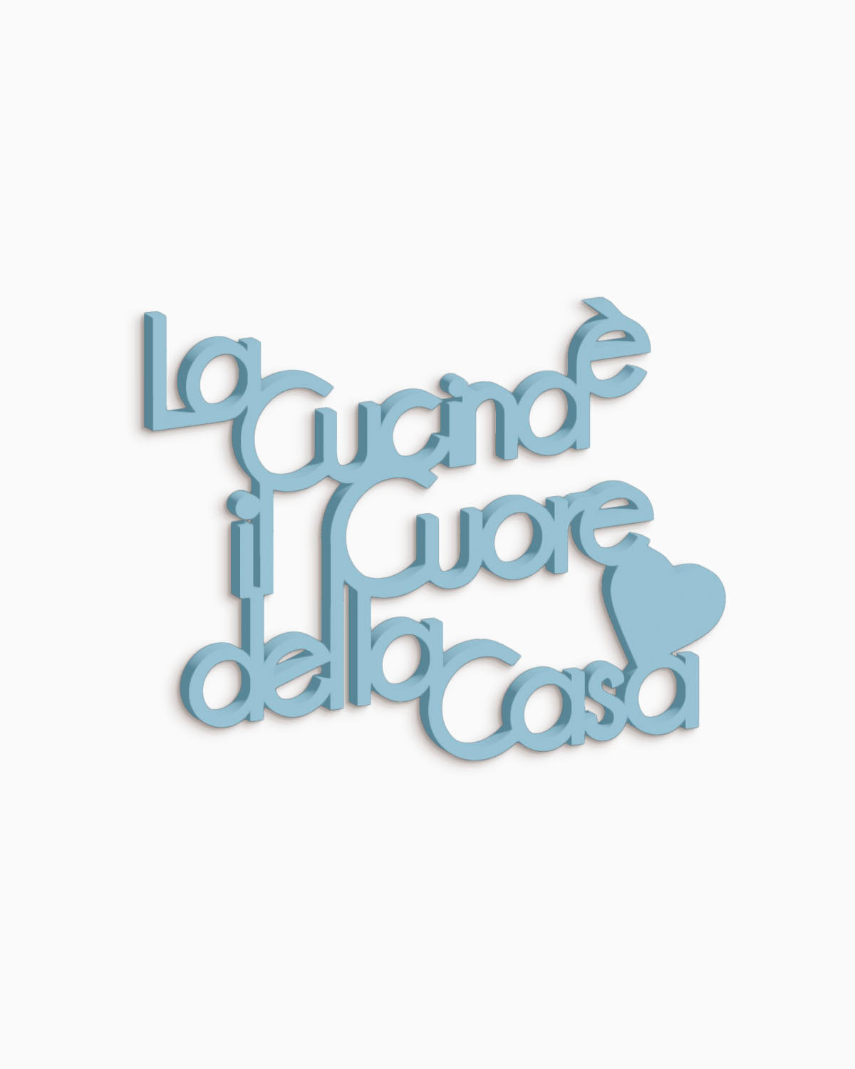 scritta in legno la cucina è il cuore della casa, decorazione da appendere in cucina, arredamento moderno #colore_azzurro-polvere