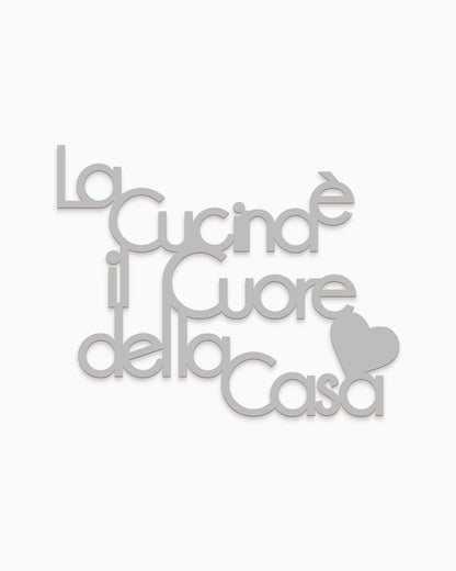scritta in legno la cucina è il cuore della casa, decorazione da appendere in cucina, arredamento moderno #colore_grigio-medio