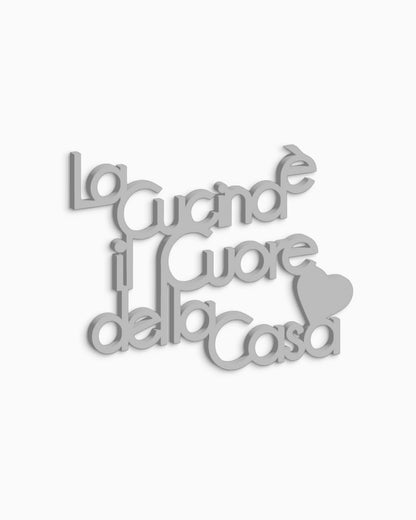 scritta in legno la cucina è il cuore della casa, decorazione da appendere in cucina, arredamento moderno #colore_grigio-medio