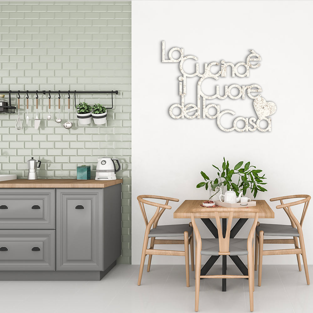 Adesivo Murale Frasi Da Cucina – 'La Cucina è Il Cuore Della Casa' – Sticker In PVC 60x20 Cm, Rimovibile - 4