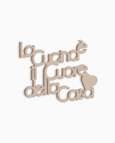 scritta in legno la cucina è il cuore della casa, decorazione da appendere in cucina, arredamento moderno 