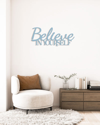 scritta di legno da appendere azzurro polvere decorazione moderna per la casa 