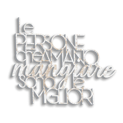 Scritta in legno Persone che amano Mangiare