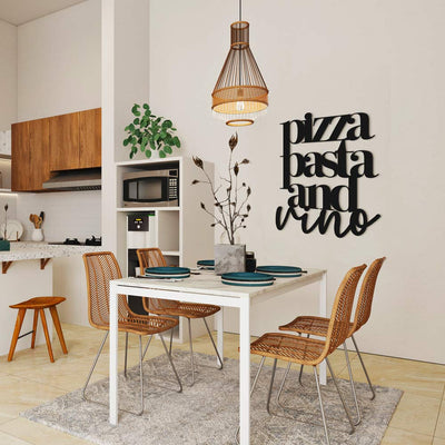 Scritta in legno Pizza Pasta and Vino