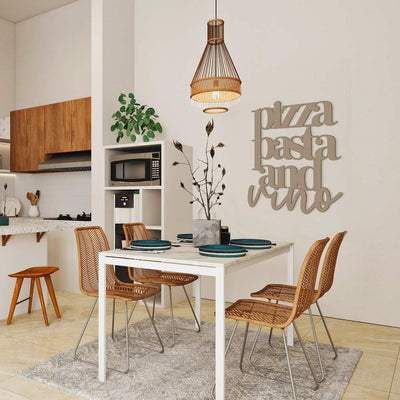 Scritta in legno Pizza Pasta and Vino