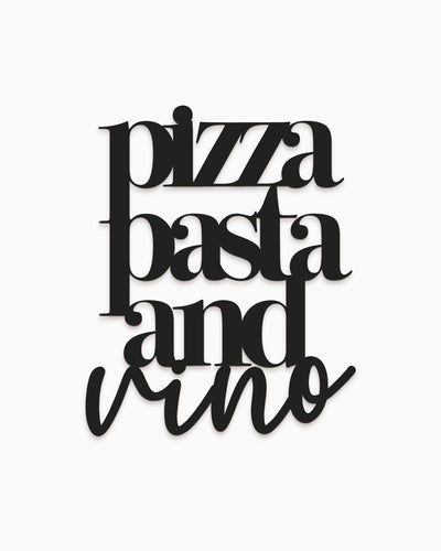 Scritta in legno Pizza Pasta and Vino