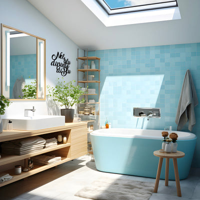 Scritta in Legno Dipinto di blu