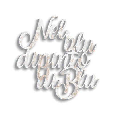 Scritta in Legno Dipinto di blu