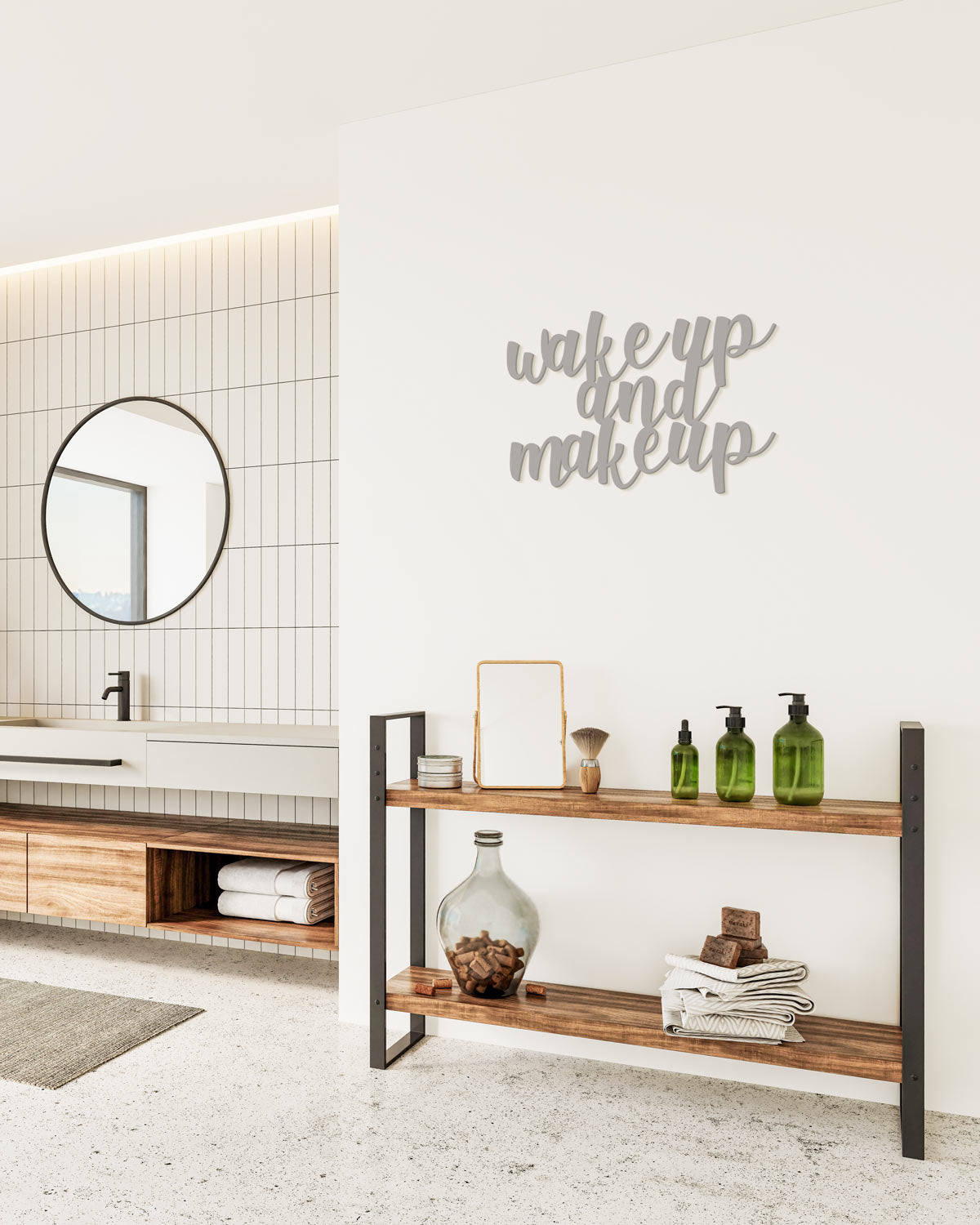 Scritta in Legno Wake up and Make up