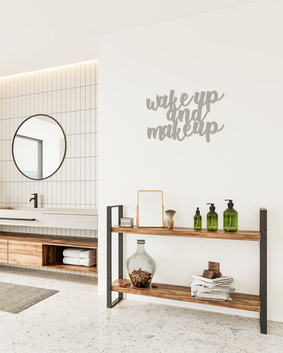 Scritta in Legno Wake up and Make up