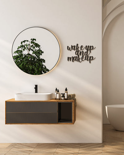 Scritta in Legno Wake up and Make up