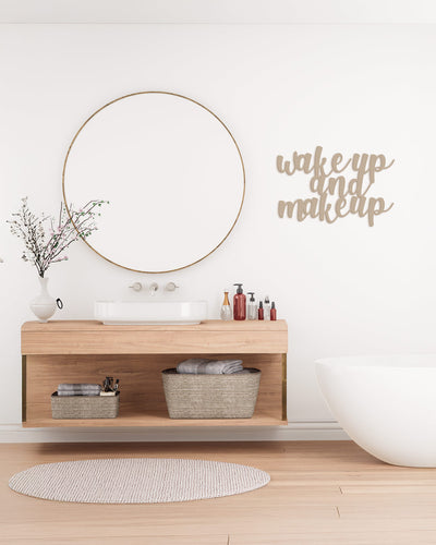 Scritta in Legno Wake up and Make up