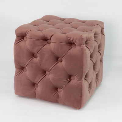 Pouf in pink quilted velvet