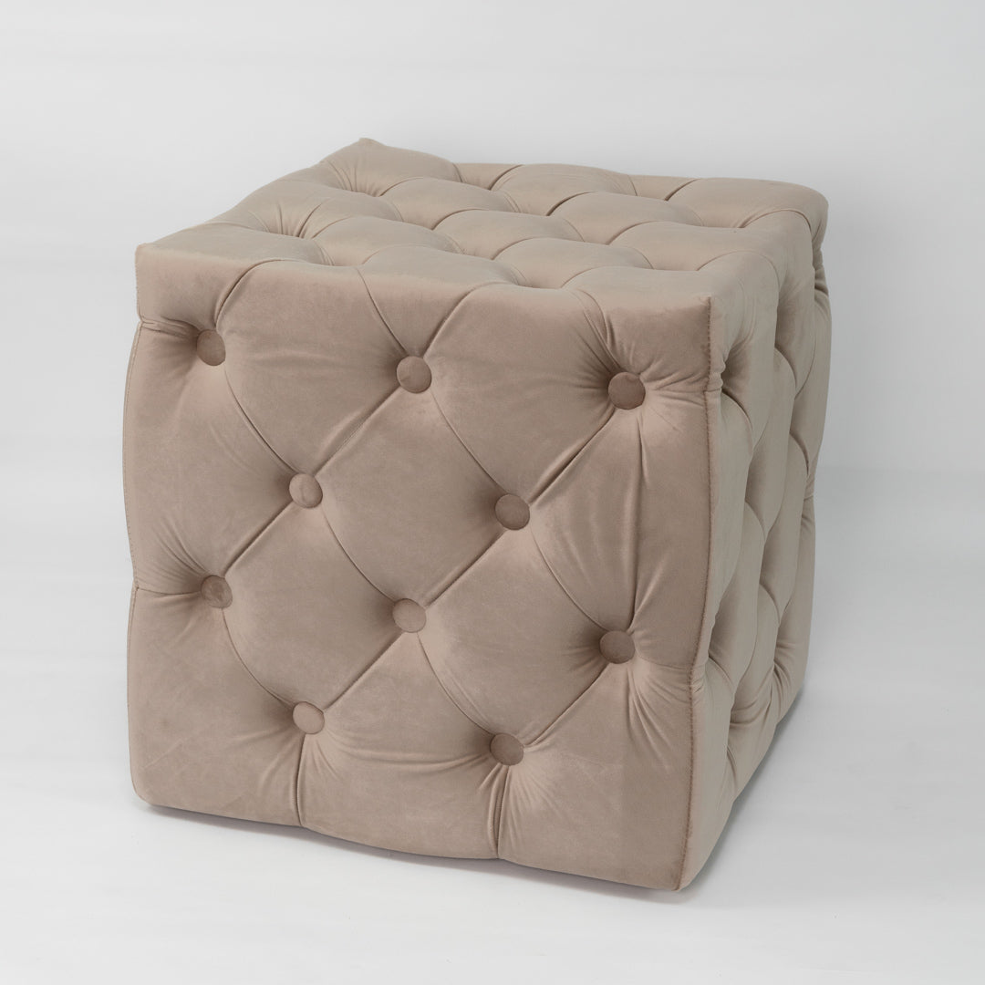 Tortora quilted velvet pouf