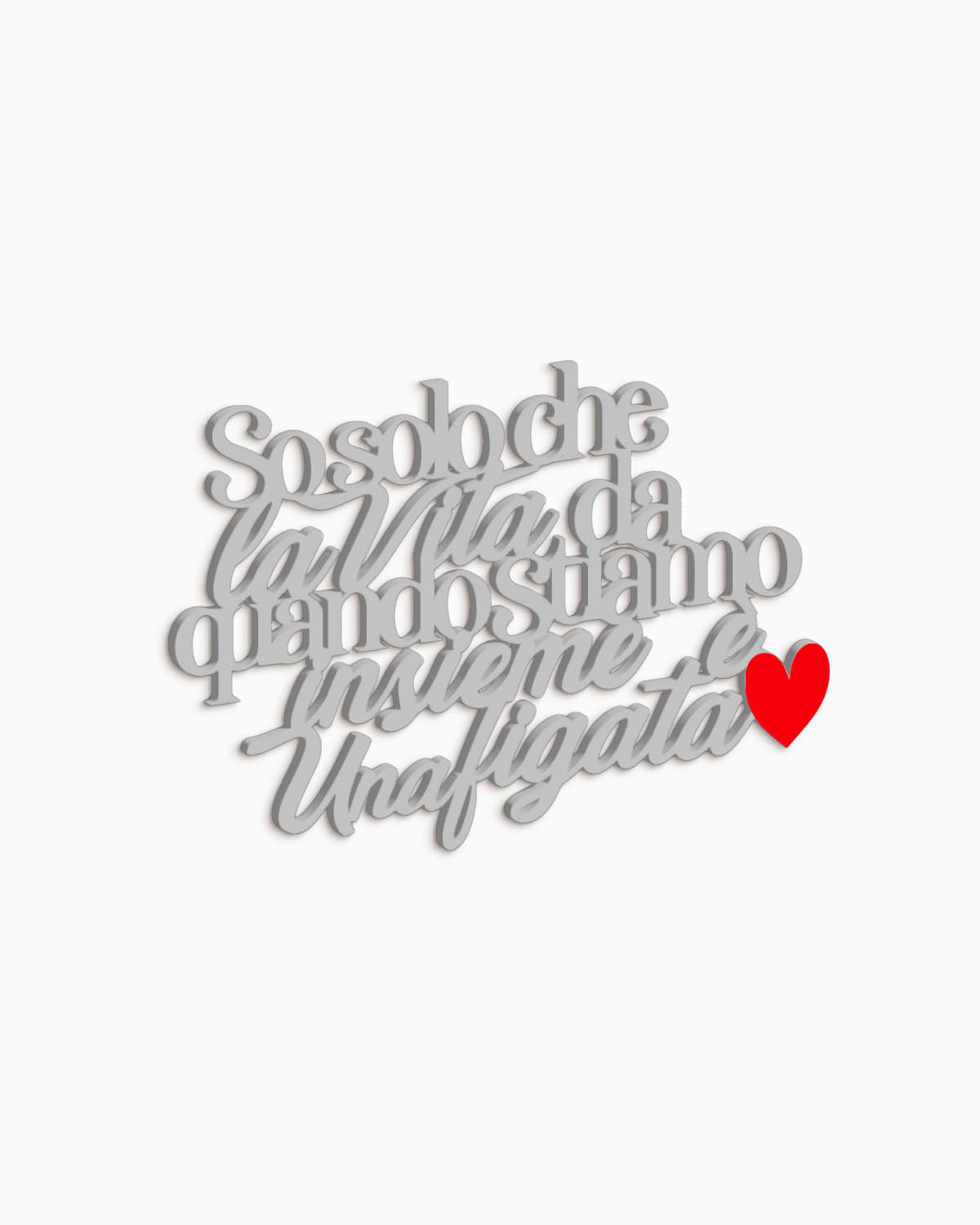 Scritta in legno So solo che la vita