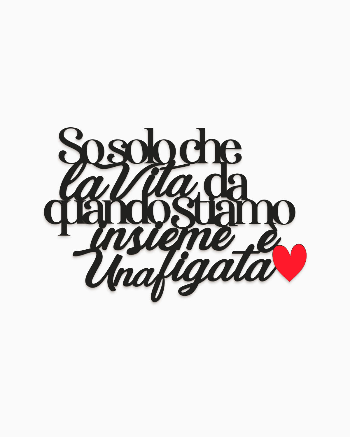 Scritta in legno So solo che la vita